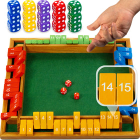 Queensell Shut The Box closed board view for group play and easy storage.