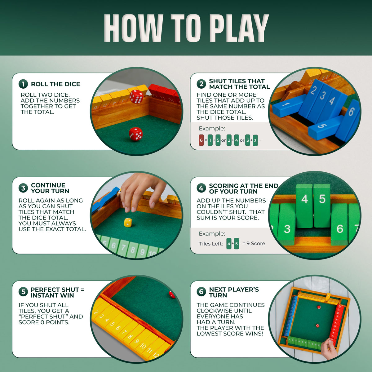 Queensell shut the box dice set invites fast decisions and action.