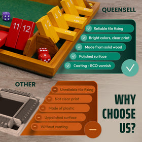 Queensell shut the box storage bag helps tidy components after play.