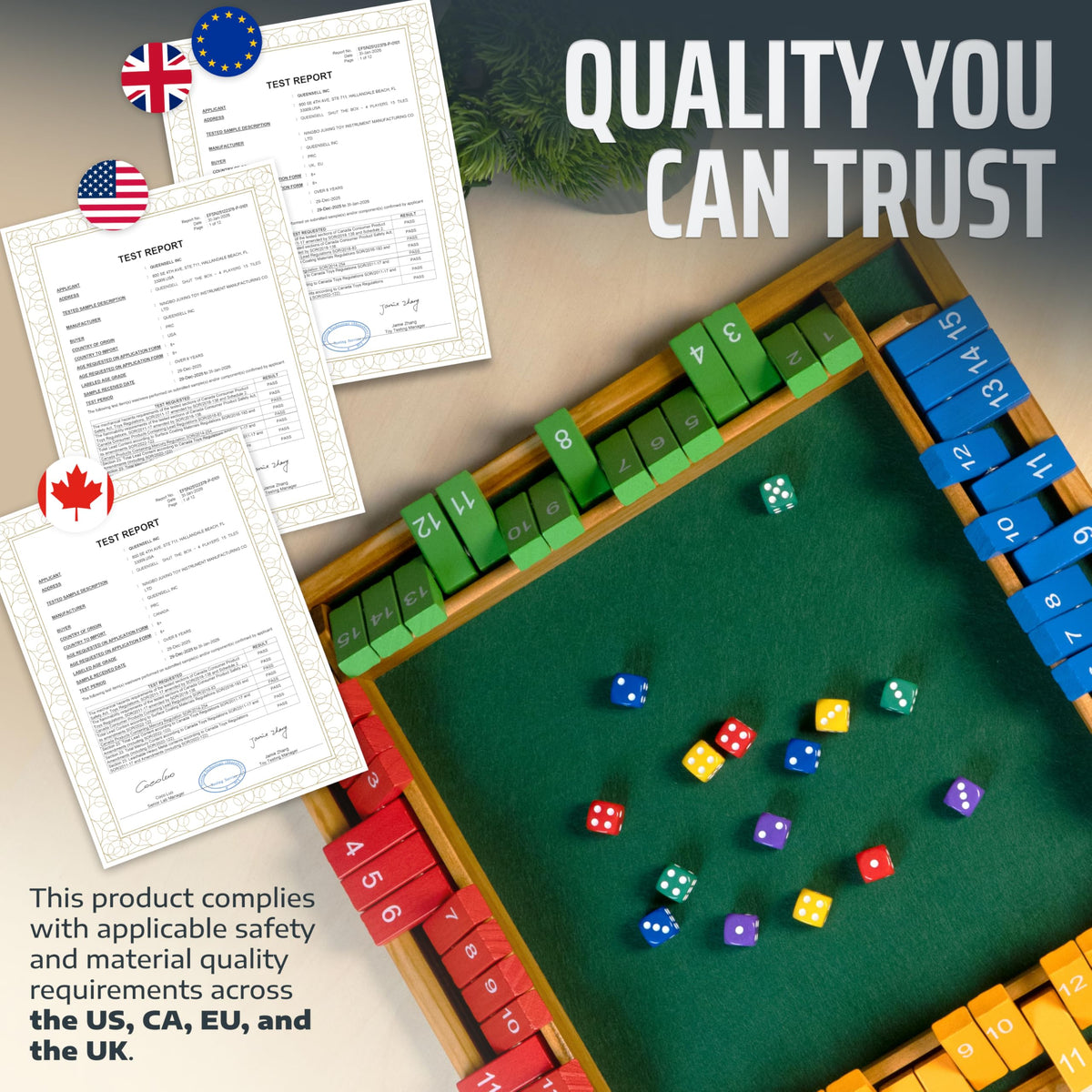 Queensell Shut The Box wooden dice, 16mm, for balanced, fair gameplay.