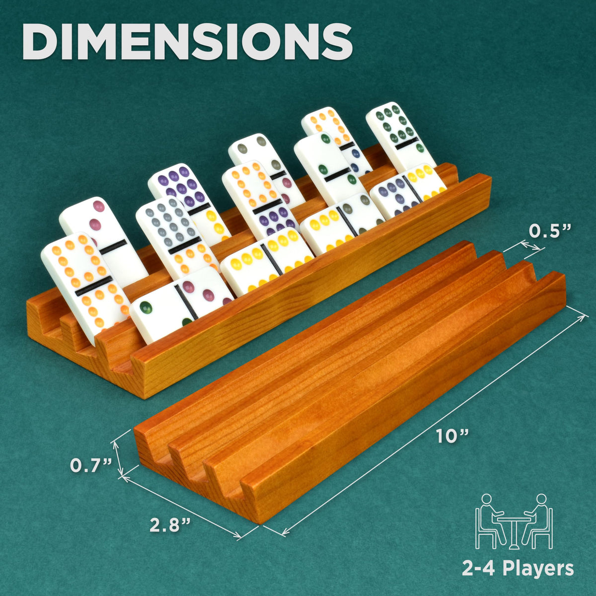 Queensell sturdy wooden domino trays offer durable support for extended game sessions.