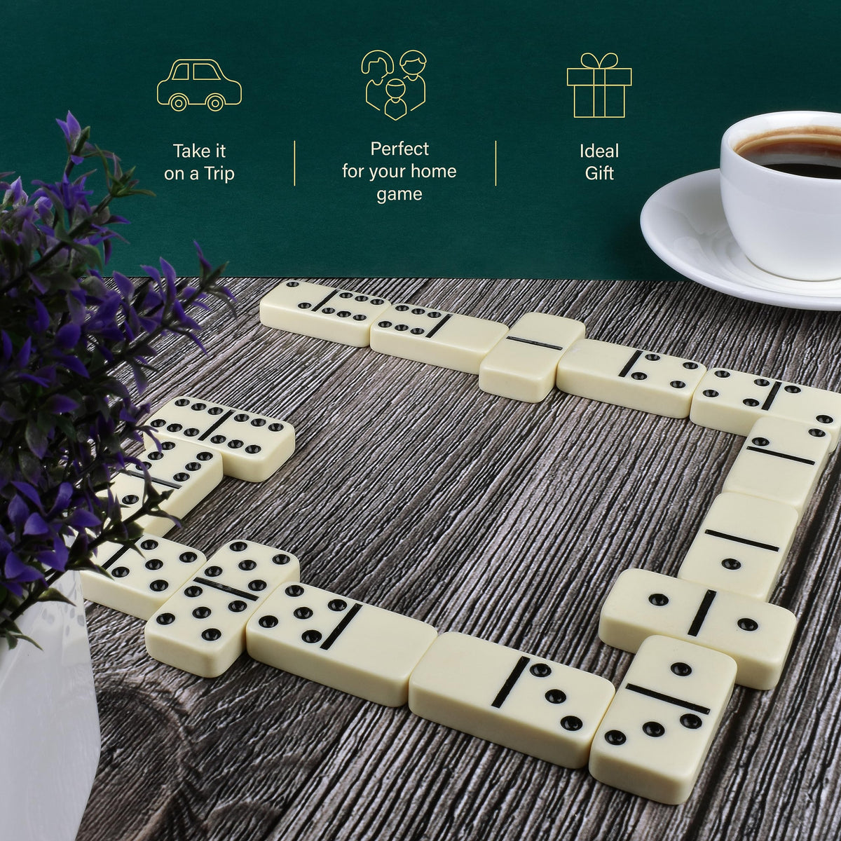 Queensell jumbo dominoes perfect for travel and family gatherings.