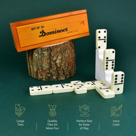 Queensell travel-friendly box keeps dominoes secure on the go.