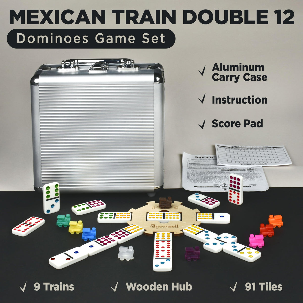 Wooden hub domino board shown for durable setup