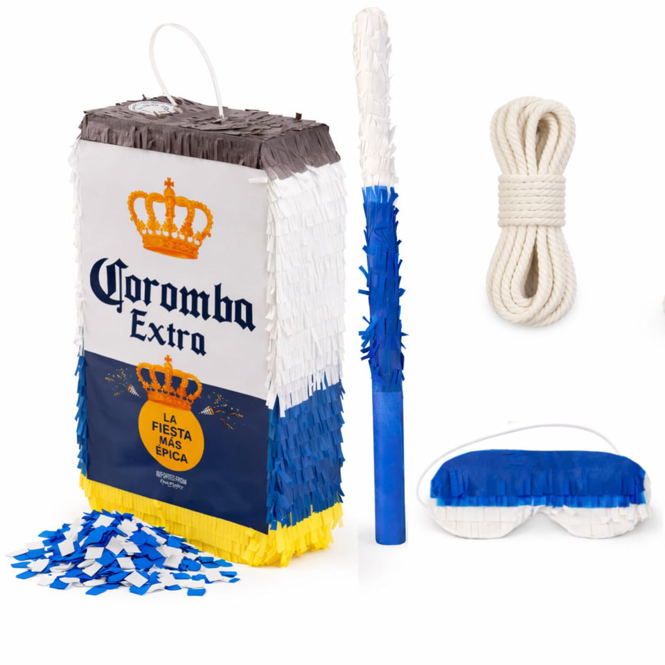 Quefinity Coromba beer can pinata, a striking 21st birthday centerpiece for bold celebrations.