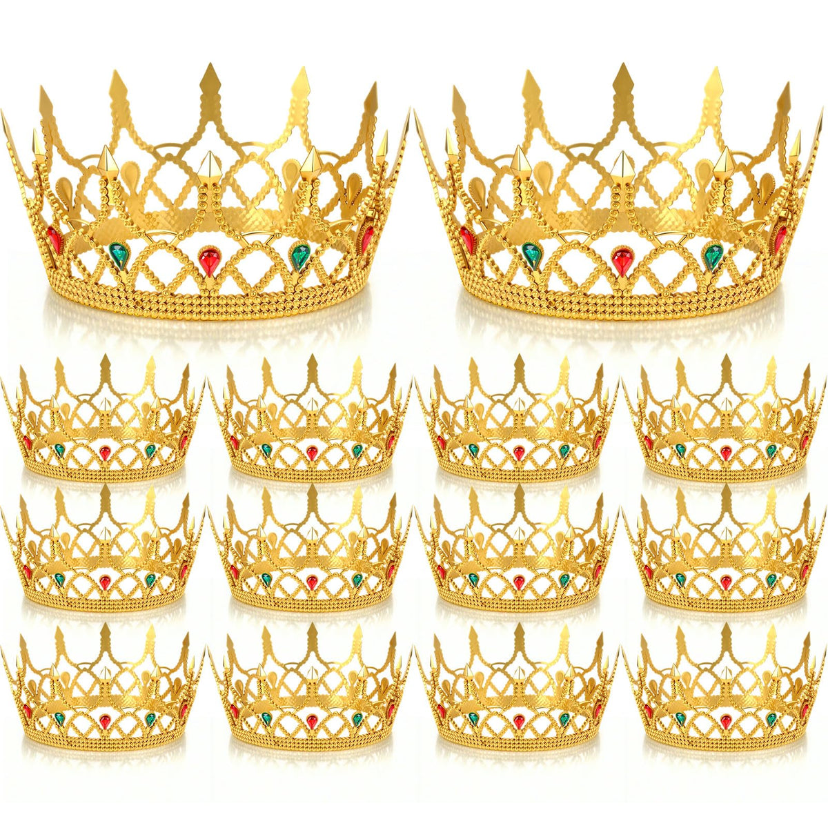 Quelay king crown in gold with pointed prince design for royal cosplay