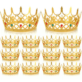 Quelay king crown in gold with pointed prince design for royal cosplay