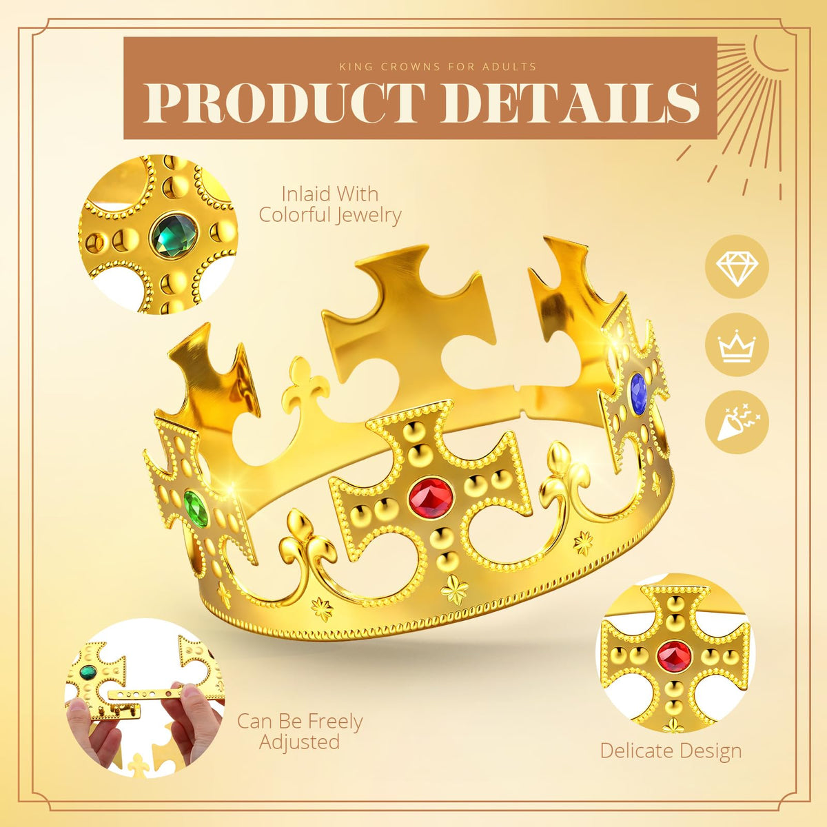 Quelay jeweled prince crown adds a regal touch to costumes and stage performances.