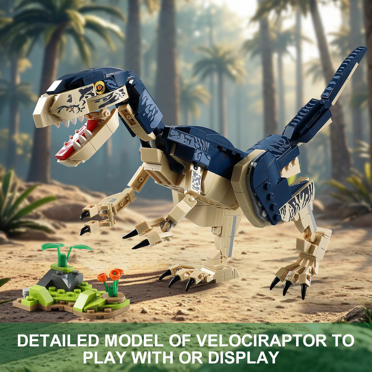 QUENTINAG dinosaur velociraptor in stalking pose enhances action-packed scenes.