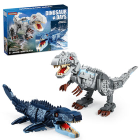QUENTINAG dual dinosaur set with poseable Indominus Rex and Mosasaurus for imaginative play