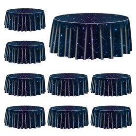 QUERICKY space tablecloth with galaxy stars protects tables during celebrations.