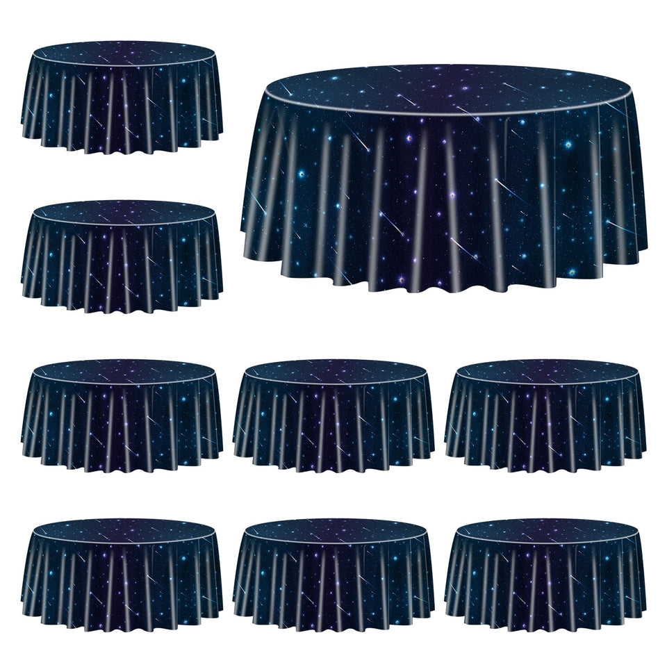 QUERICKY space tablecloth with galaxy stars protects tables during celebrations.