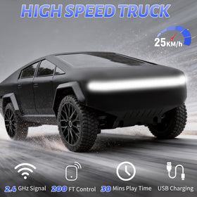 QuesEfflore 1/24 RC pickup reaches up to 25 km/h for action.