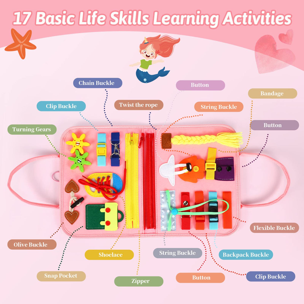 Quiet Flower 89-piece learning kit supports diverse skill practice.