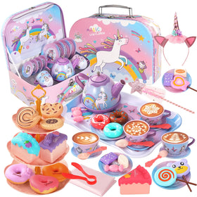Quiet Flower Unicorn Tea Set teapot for imaginative pretend play with kids.