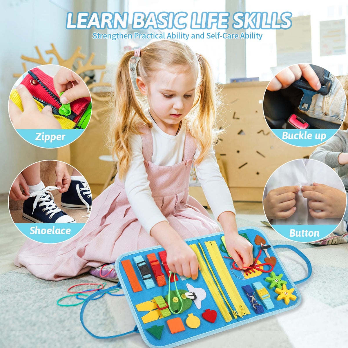 Quiet Flower dinosaur-themed learning board boosts early cognitive skills through hands-on play.