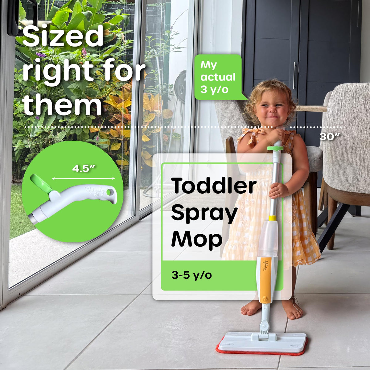 Quiggly Toddler Spray Mop for Montessori-inspired play and skill building.