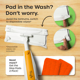 Quiggly Swiffer-compatible mop design for familiar cleanup play.