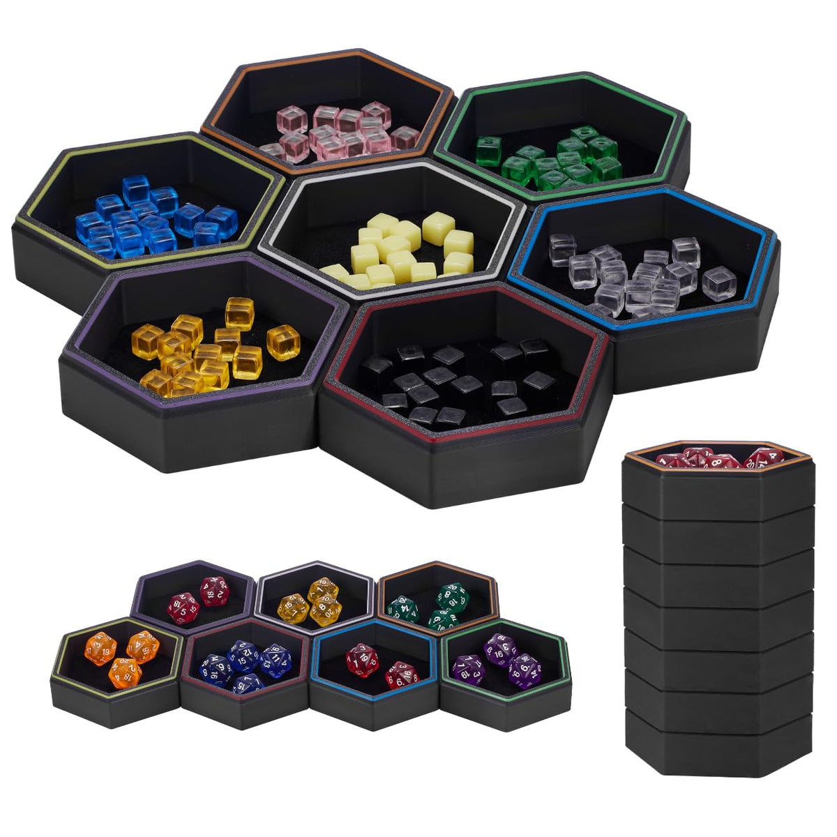 Quiirkoo magnetic hexagon tray with secure snapping for flexible layouts