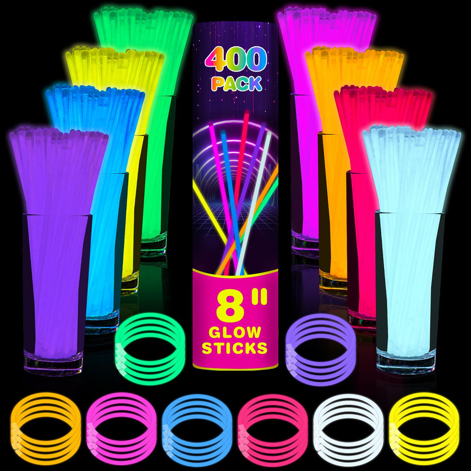 QuikMoprit glow sticks 8 inch in multi colors for vibrant nighttime parties and simple activation