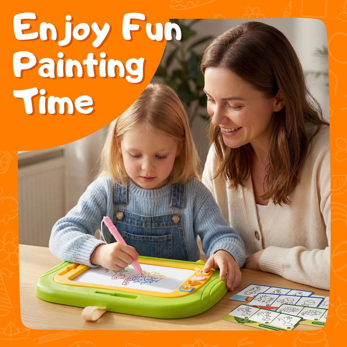 Quilinz kid-safe ABS construction with tethered stylus for safe, mess-free drawing
