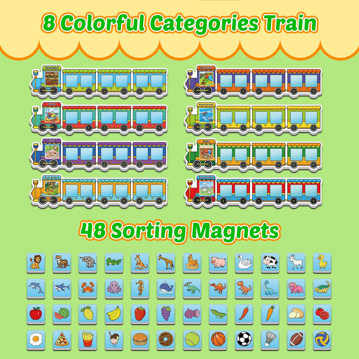 Quilinz vegetable magnets help kids sort produce while exploring healthy eating.