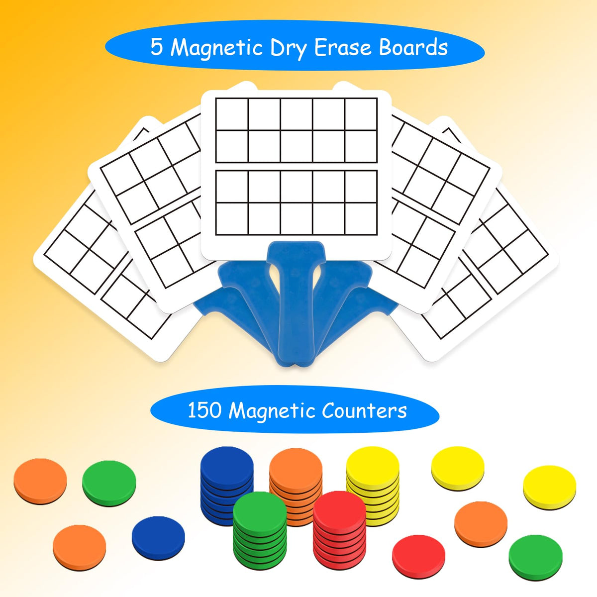 Quilinz magnetic tiles provide vibrant colors to visualize counting and basic operations.