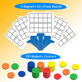 Quilinz magnetic tiles provide vibrant colors to visualize counting and basic operations.