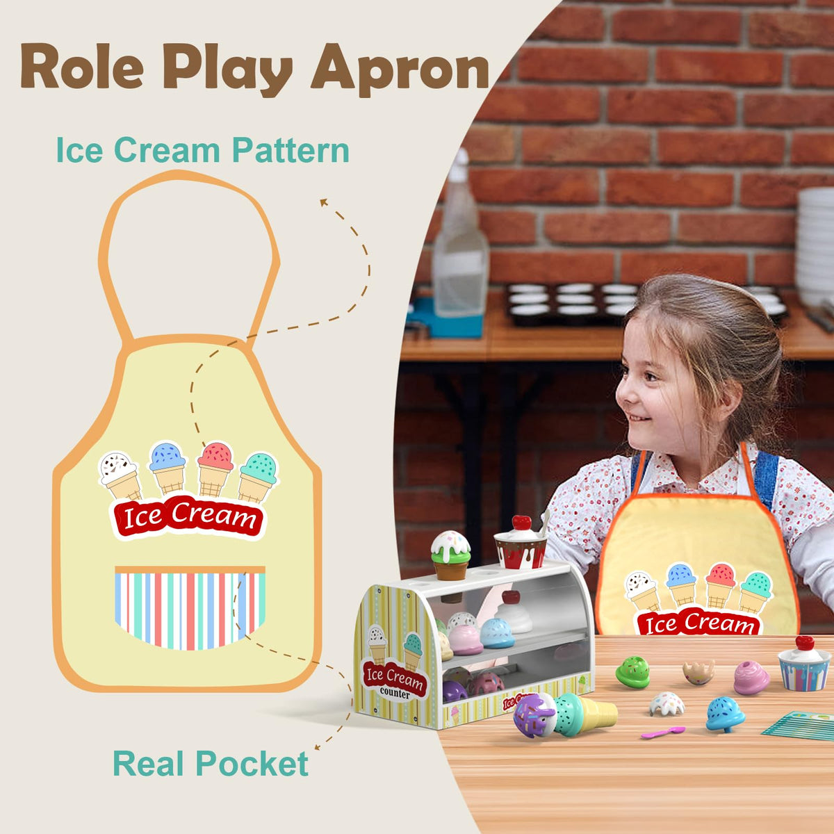 Quimsity ice-cream-cones-pack provides durable servings for repeated pretend desserts.