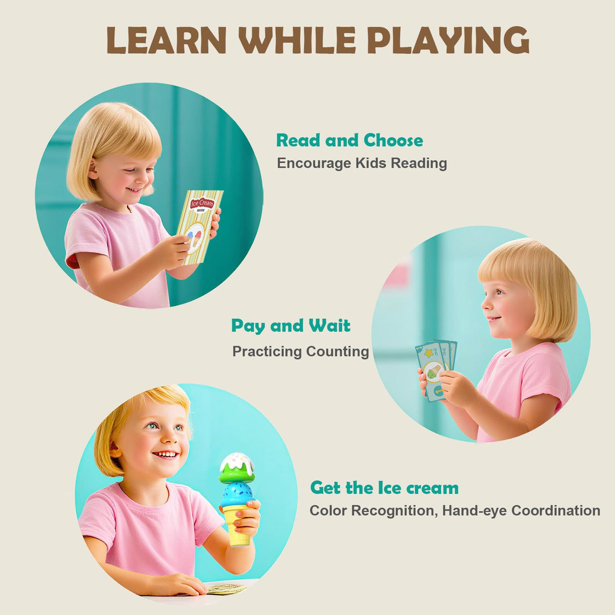 Quimsity ice-cream-flavors-variety encourages counting and language during play.
