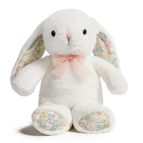 QUIRAI Easter Bunny Plush front view with floral ears for cozy holiday display.