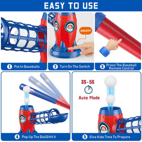 QuirkyGlee baseball set remote control — press-and-launch action for quick practice rounds.