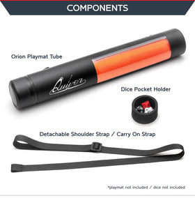 Carabiner clip on Orion Playmat Tube attaches to bags or belts