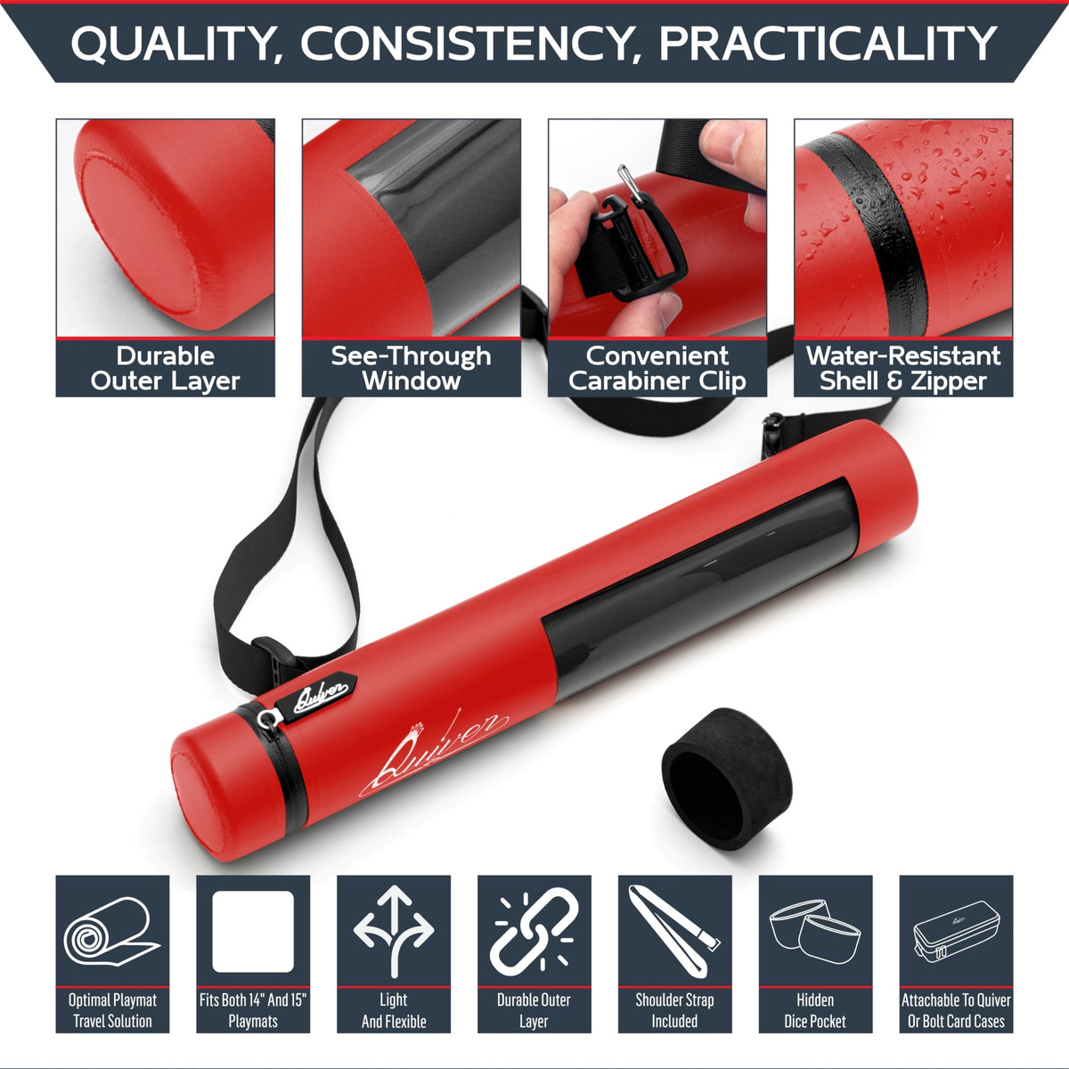 Quiver Time Red XL Orion tube travel-ready for game day