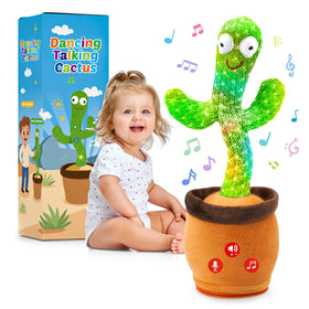 Qularlans dancing cactus toy demonstrates interactive singing for toddlers.