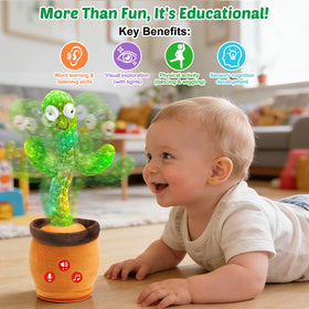 Qularlans cactus toy glows softly during music and dancing.