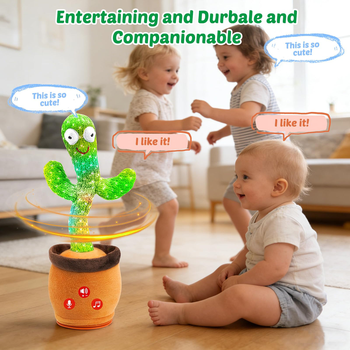 Qularlans dancing cactus toy with securely stitched eyes for safety.
