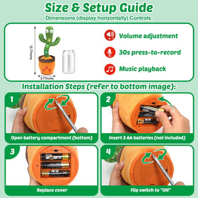 Qularlans cactus toy cleans easily with a damp cloth.