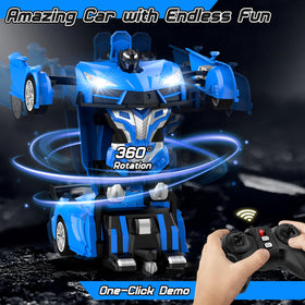 Qumcou Transform RC car robot mode demonstrates versatile 2-in-1 play.