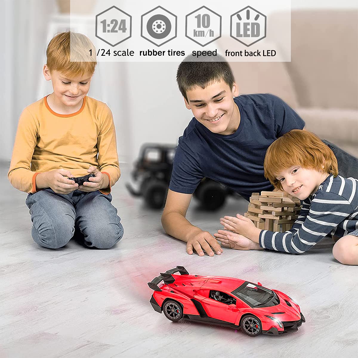 QUN FENG Veneno RC car interior seats visible through clear windows