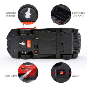 QUN FENG Veneno RC car rear lights activate on reverse for realism