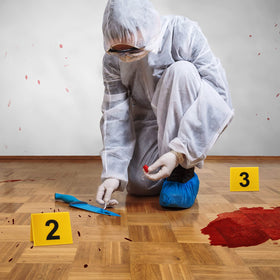 Qunclay stage prop evidence markers for performances and shoots.
