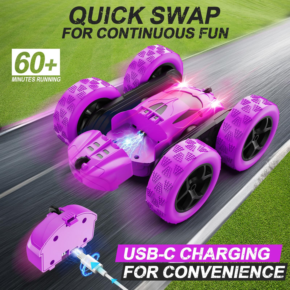 QUNREDA RC car remote control with 2.4GHz for smooth, responsive play