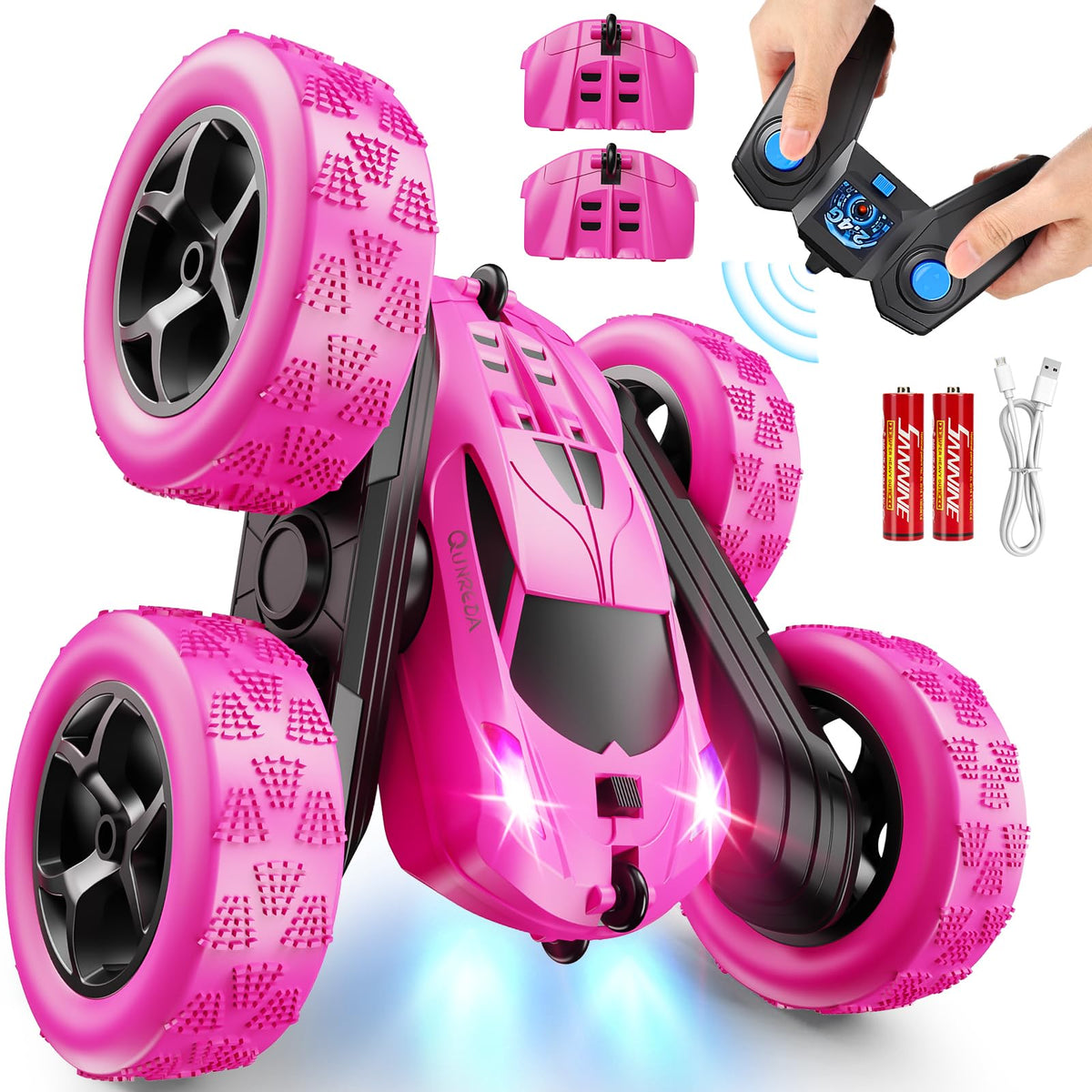 QUNREDA Rose RC car body ready for action indoors and outdoors.