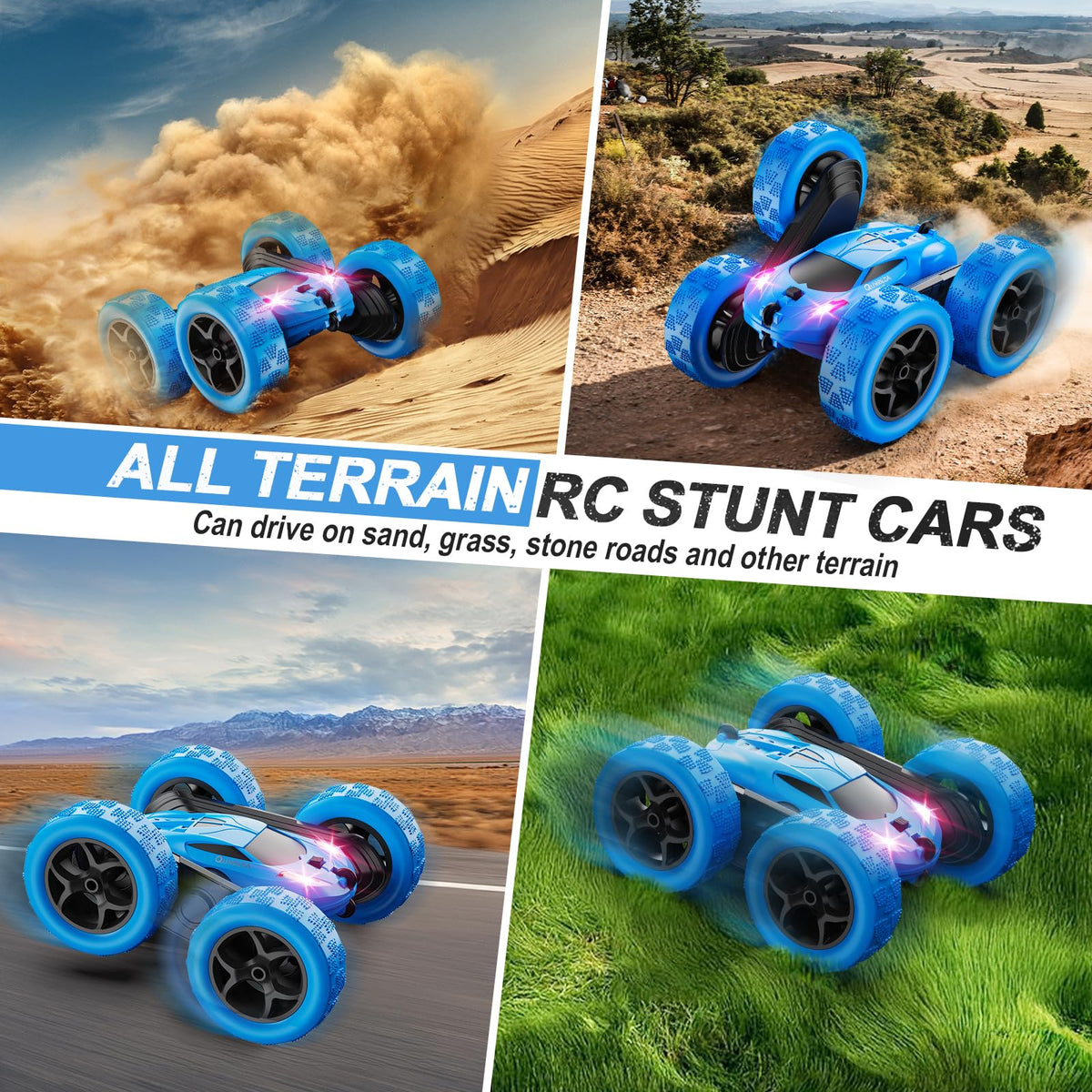QUNREDA all-terrain tires provide solid grip on indoor and outdoor surfaces.