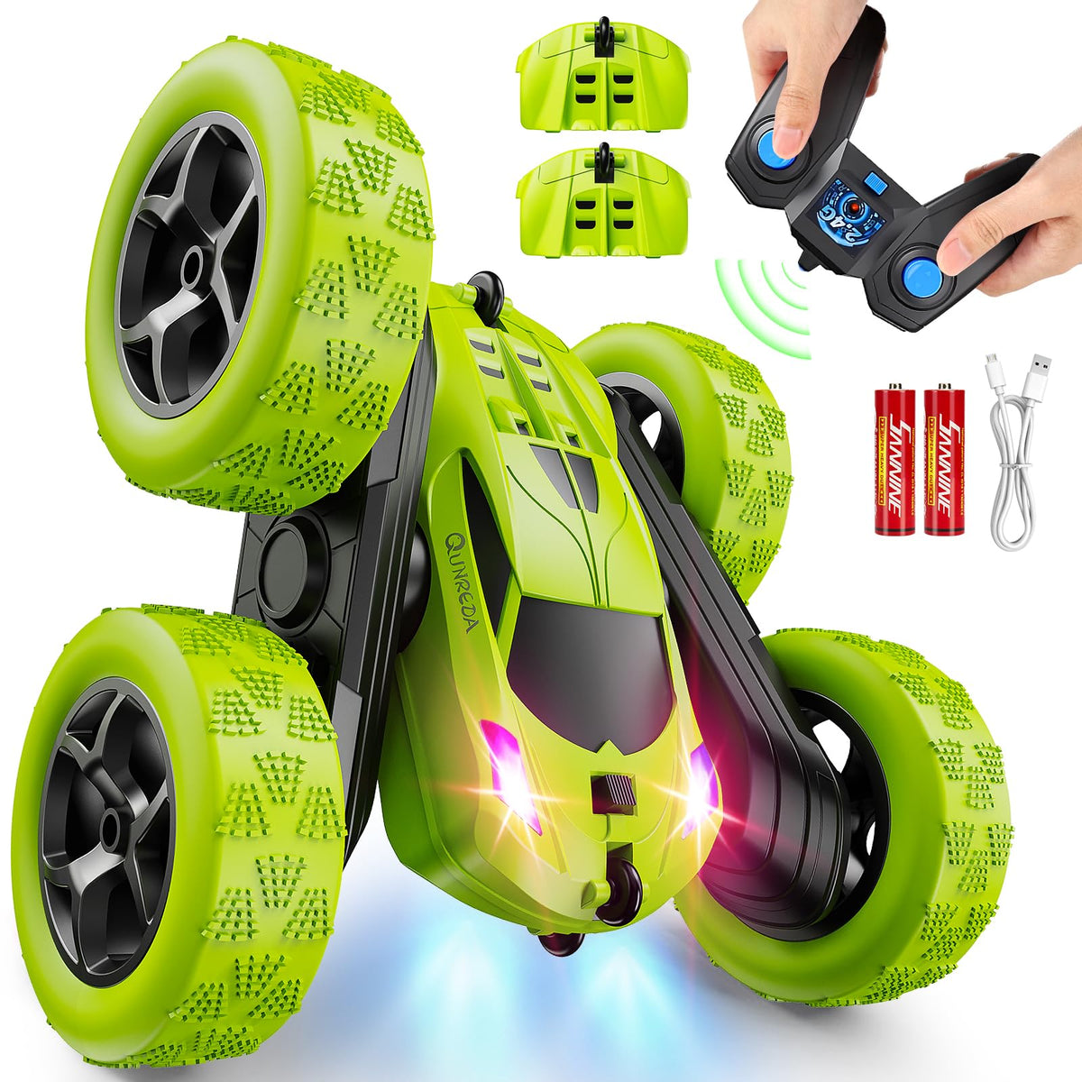 QUNREDA remote control car with detachable battery modules for quick swapping