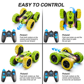 Package contents include car, remote, batteries and tools for extended play