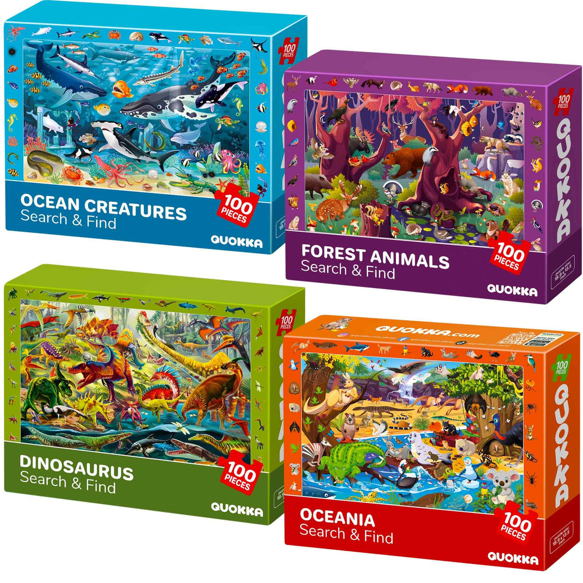 QUOKKA 100-piece animal floor puzzle setup for interactive play.
