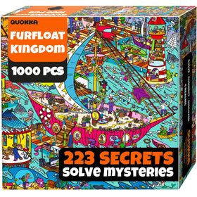 QUOKKA 1000-piece puzzle box front showcasing Furfloat Kingdom, ideal for relaxing evenings.
