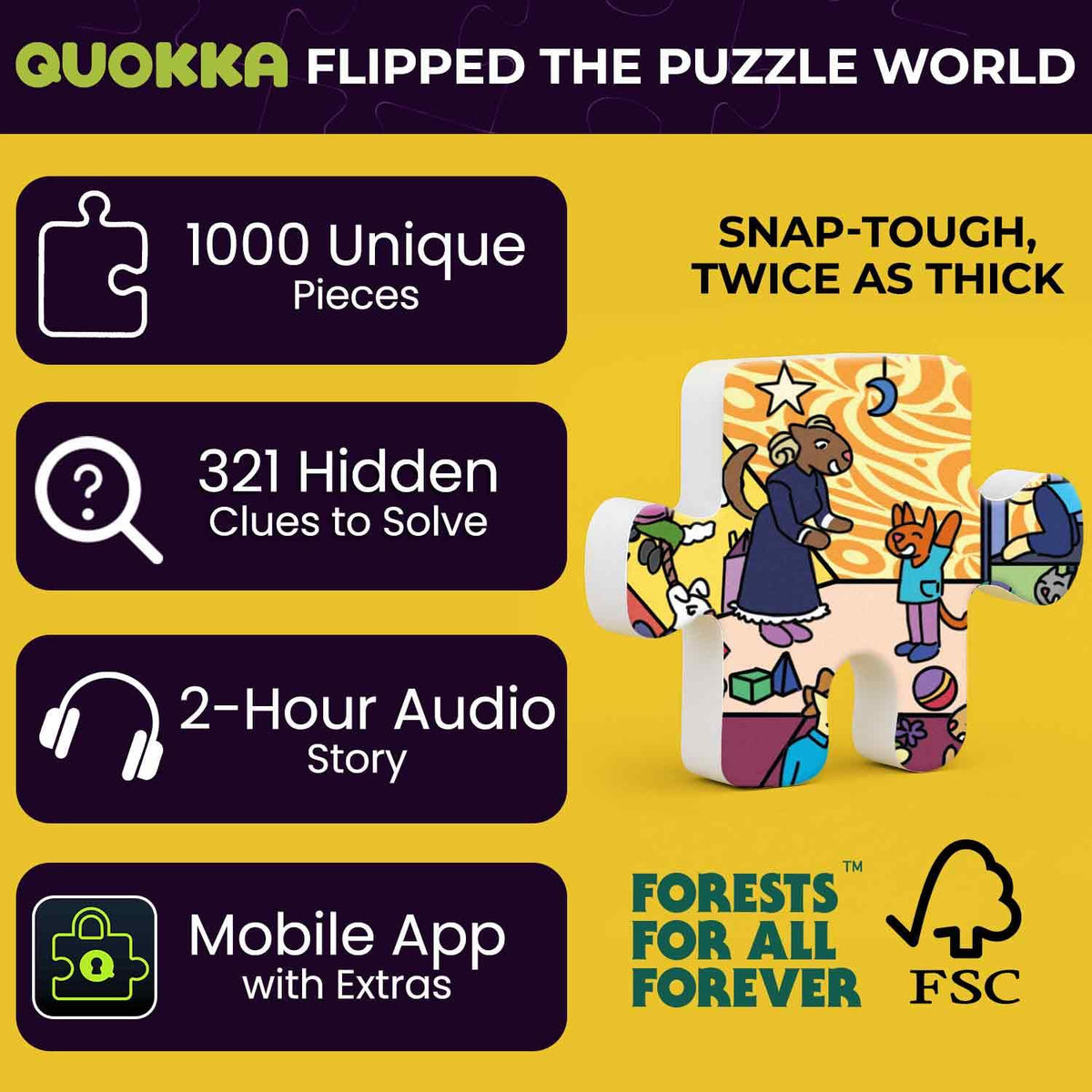 Quokka 1000-piece puzzle close-up pieces for focused assembly